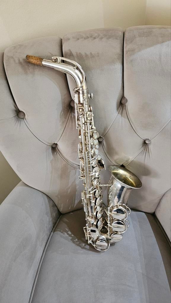 President van de saxofoon, Muziek en Instrumenten, Blaasinstrumenten | Saxofoons, Ophalen, Zo goed als nieuw, Alt, Met koffer