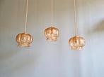 Vintage amberkleurige glazen hanglamp 1960-70(5 beschikbaar), Ophalen of Verzenden