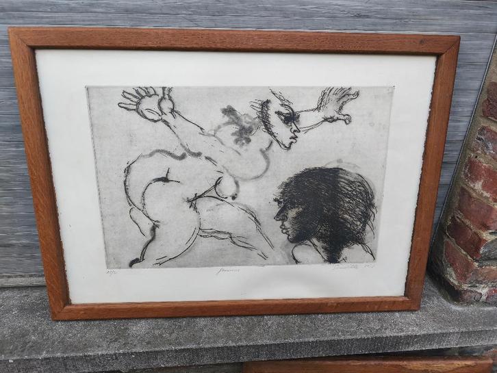 Eau forte femmes signe Roger somville, Antiquités & Art, Art | Eaux-fortes & Gravures, Enlèvement ou Envoi
