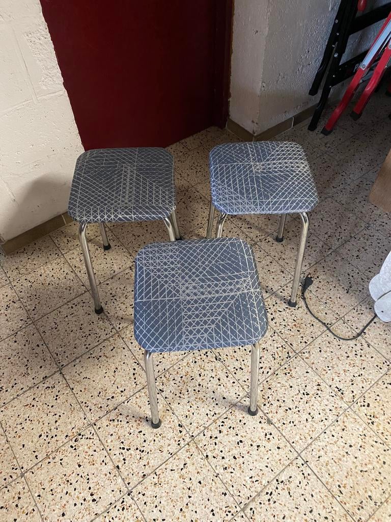 Lot de 3 tabourets en tissus, Enlèvement, Comme neuf, Tissus