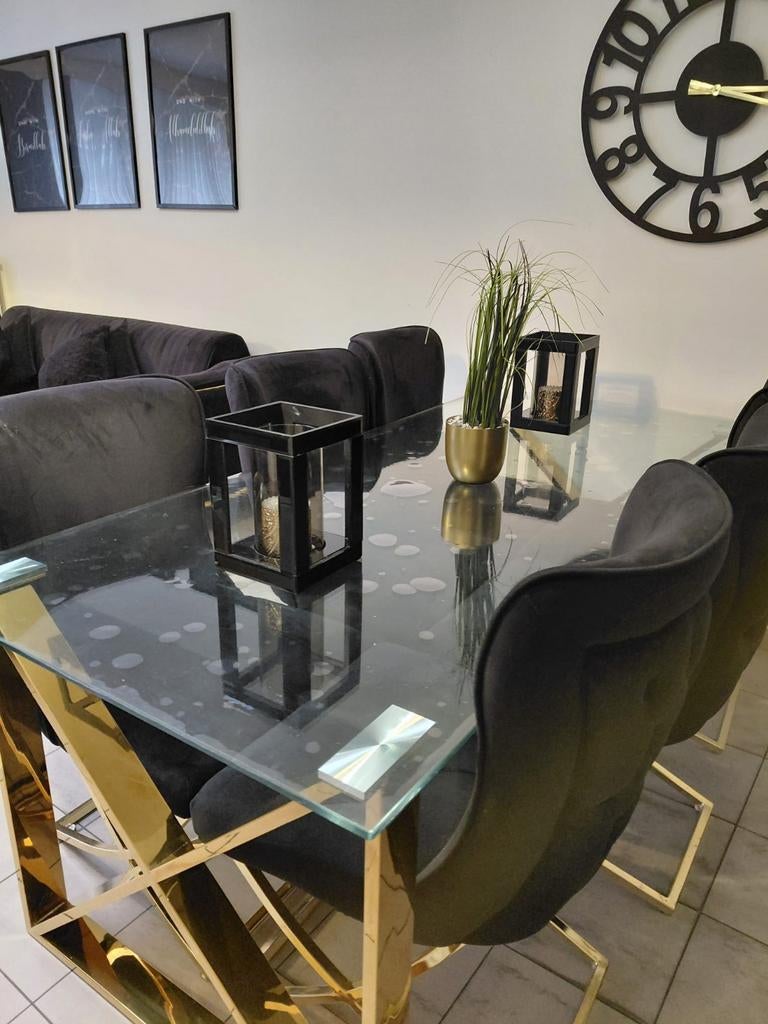 Mooie zwarte zetel en eetkamer te koop., Huis en Inrichting, Ophalen