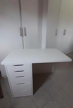 Bureau autoportant blanc Ikea avec meuble à tiroirs Alex, Enlèvement, Bureau
