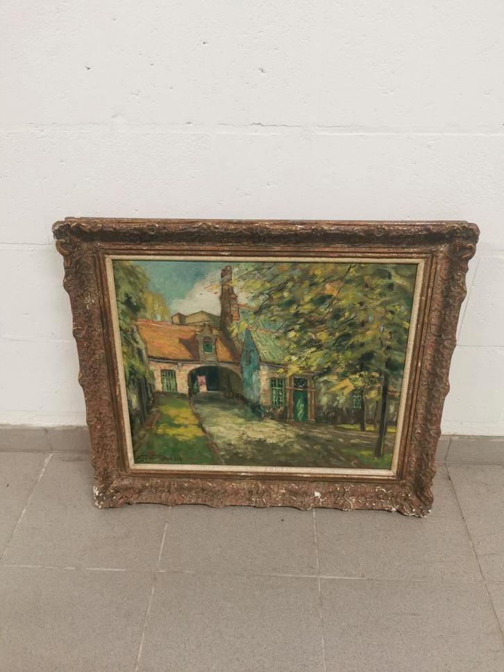 Schilderij L. Van der Smissen: huisjes, Antiek en Kunst, Kunst | Schilderijen | Klassiek, Ophalen