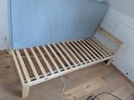 Lit simple avec cadre en bois + matelas, 90 cm, Beige, Bois, Enlèvement