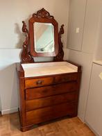 Antieke commode / kaptafel met marmeren blad en spiegel, Ophalen