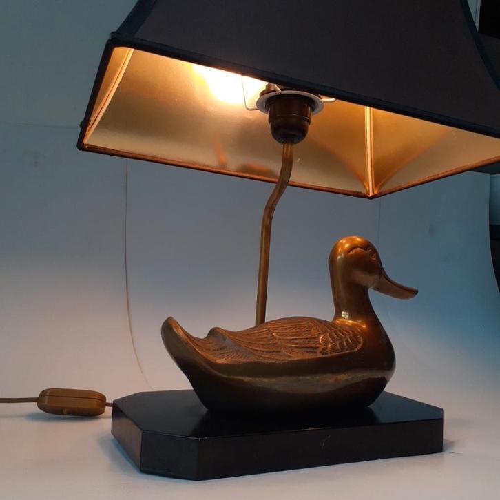 Lampe de table en laiton des années 1970 en forme de canard, Maison & Meubles, Lampes | Lampes de table, Utilisé, 50 à 75 cm, Bois