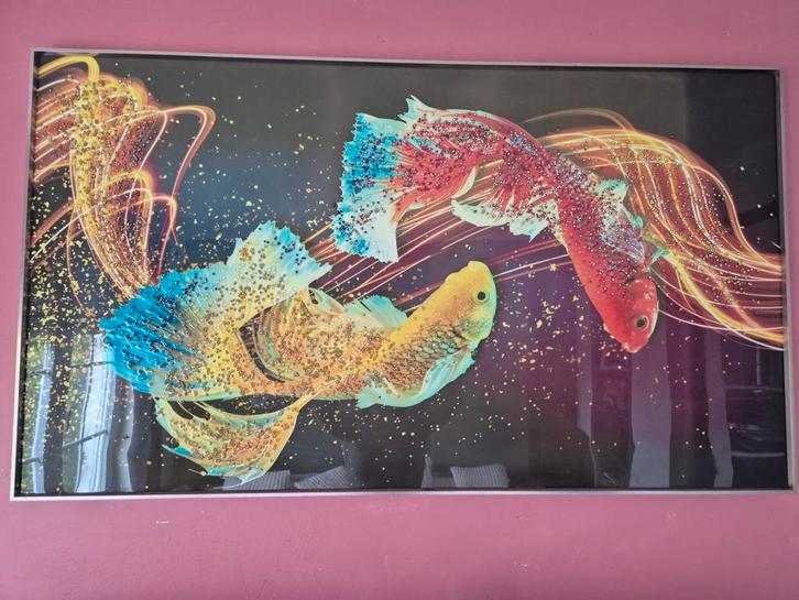 Grand tableau moderne poissons koi effet strass - 140 cm, Antiek en Kunst, Kunst | Schilderijen | Modern, Ophalen