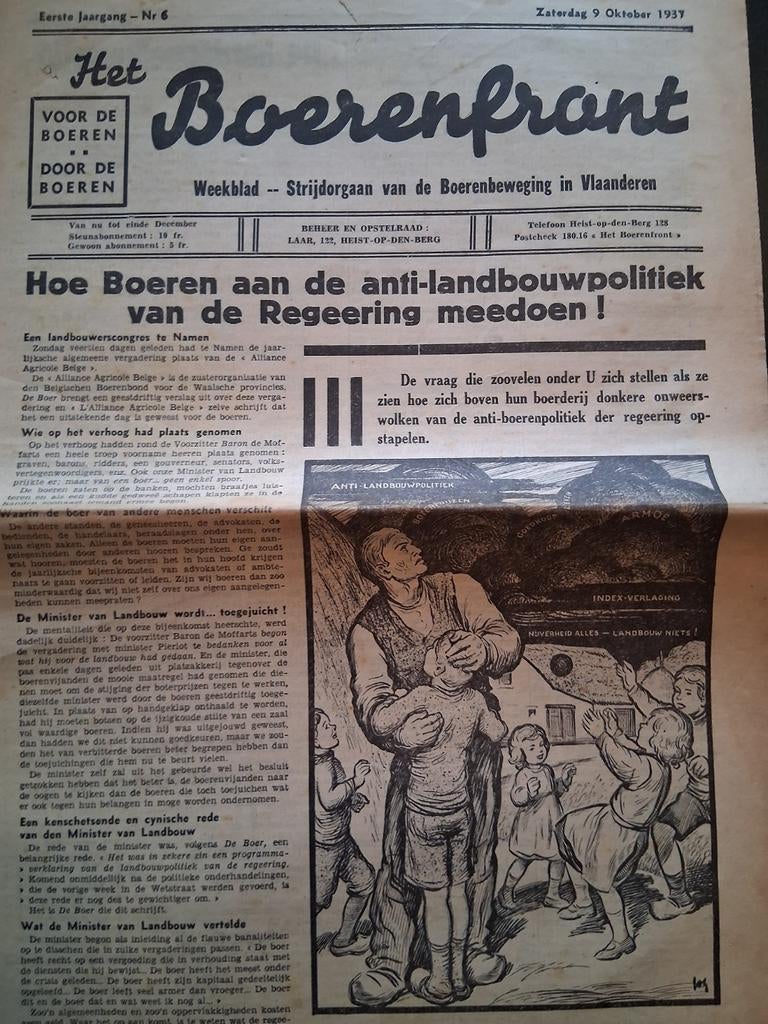 Front paysan de Heist op den Berg 1937, Collections, Objets militaires | Seconde Guerre mondiale, Enlèvement ou Envoi