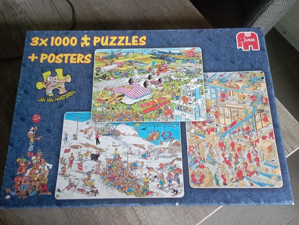 Jan van Haasteren  3 x 1000 stukjes, Hobby en Vrije tijd, Denksport en Puzzels, Ophalen of Verzenden, 500 t/m 1500 stukjes, Zo goed als nieuw