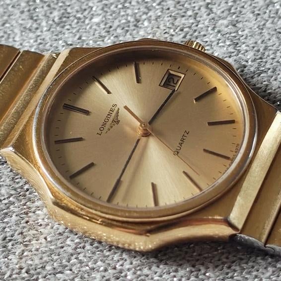 Longines Quartz verguld heren, Bijoux, Sacs & Beauté, Montres | Anciennes | Antiquités, Longines, Inconnu, Avec bracelet, Doré