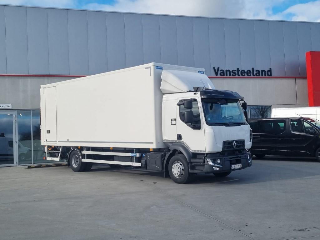 Renault D16 met Alumac laadbak, Auto's, Vrachtwagens, Bedrijf, Renault, Diesel, Euro 6, 2 deurs, Automaat, Wit, Zwart, Stof, Achterwielaandrijving