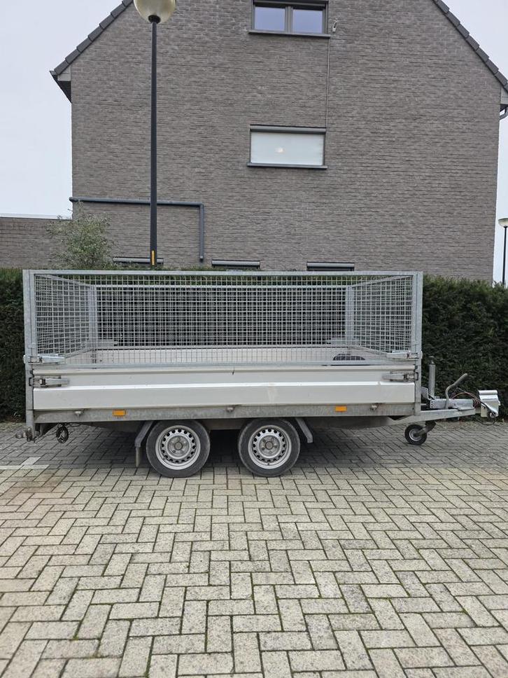 Hapert aanhangwagen dubbelasser geremd met loofrekken, Auto diversen, Aanhangers en Bagagewagens, Gebruikt, Ophalen