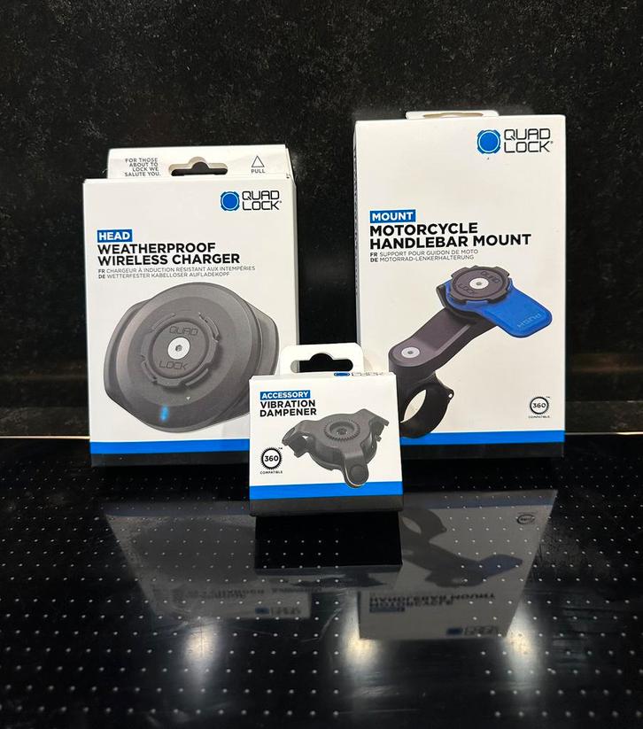 Quadlock Handlebar Mount+Wireless Charger+Vibration Damper, Motoren, Accessoires | Navigatiesystemen, Nieuw, Ophalen of Verzenden