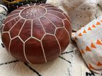 handgemaakte leren poef - stevig gevuld - cognac bruin, Huis en Inrichting, Verzenden, Boho, Nieuw, Leer