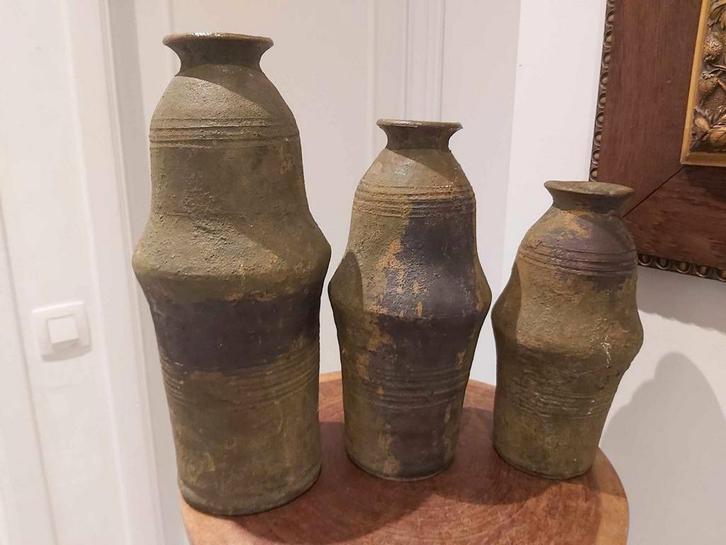 Drie prachtige aardewerken potten, Antiek en Kunst, Antiek | Keramiek en Aardewerk, Ophalen of Verzenden