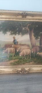 Belgische school (XIX) - Schaapherder, Antiek en Kunst, Ophalen of Verzenden