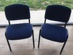 2 stoelen in blauw velours, met zwarte poten, Ophalen, Gebruikt, Blauw, Eén