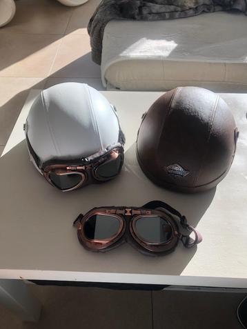 Nieuwe Lederen vintage helmen ( 125€ per stuk) beschikbaar voor biedingen