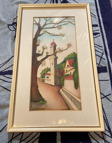 Peinture sur soie  signée S.M. beschikbaar voor biedingen
