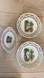 Antieke porseleinen kanten borden en ovale kom, Antiek en Kunst, Ophalen of Verzenden