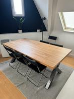 Eiken stroken tafel 6pers, Huis en Inrichting, Tafels | Eettafels, Ophalen, Gebruikt, 100 tot 150 cm, Eikenhout