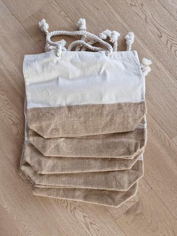 Set van 5 zakjes van katoen en jute