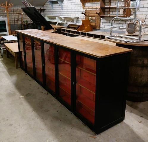 lange oude vitrine toonbank toonbank met 36 lades, Antiek en Kunst, Curiosa en Brocante, Ophalen