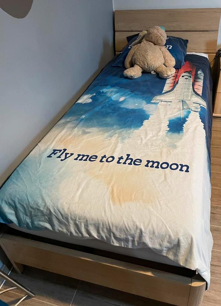 ENSEMBLE CHAMBRE ADO, Maison & Meubles, Chambre à coucher | Lits, Utilisé, Une personne, 90 cm, 200 cm, Bois, Beige, Enlèvement