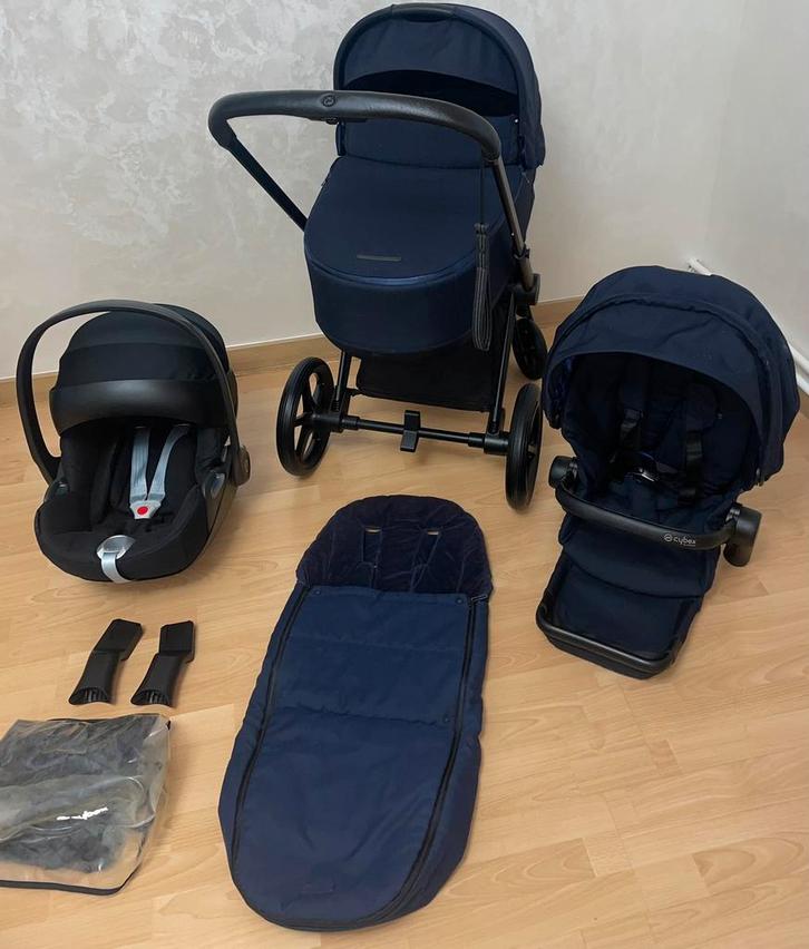 Cybex Priam Luxe reiswieg + Cloud Zi-Size 3-in1 Navy blue, Kinderen en Baby's, Kinderwagens en Combinaties, Zo goed als nieuw