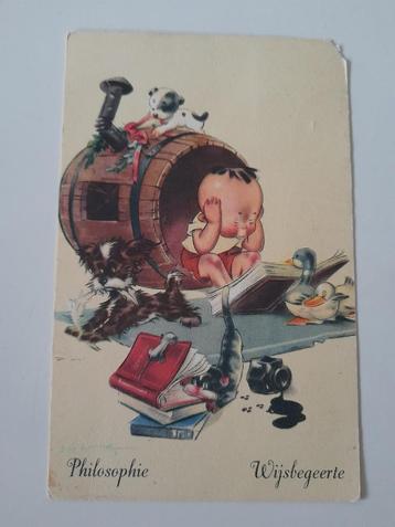 Postkaart - filosofie,  satirisch.  1953 beschikbaar voor biedingen