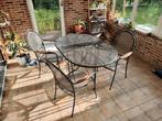 Metalen tuinset met 4 stoelen (incl tafellaken en 4 kussens), Overige materialen, Tuinset, Eettafel, 4 zitplaatsen
