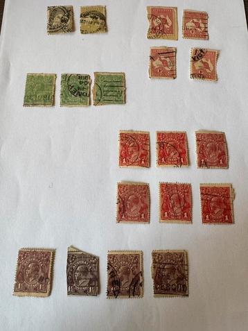 Lot 19 antieke postzegels Australië kangoeroe en George V beschikbaar voor biedingen