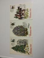 3 kerst post kaarten met Engelse postzegels en dag stempel, Postzegels en Munten, Ophalen