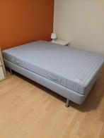 2-persoonsbed met matras (IKEA Sultan), Grijs, Gebruikt, 140 cm, Hout