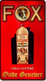 FOX OUDE GENEVER reclame retro op dubbel metaal 70cmx40cm, Verzenden, Zo goed als nieuw, Reclamebord
