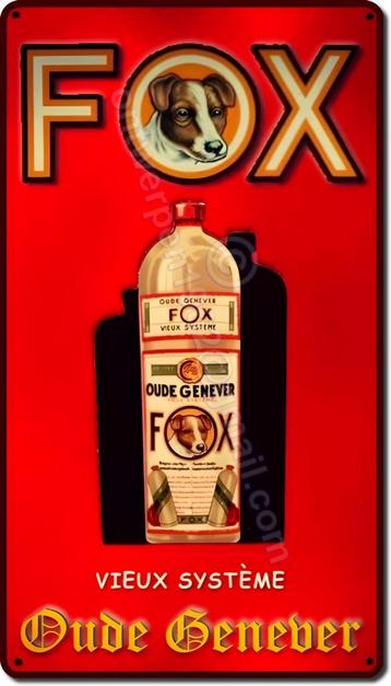 FOX OUDE GENEVER reclame retro op dubbel metaal 70cmx40cm beschikbaar voor biedingen
