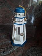 Houten vuurtoren, theelichthouder, nieuw, decoratie, 25 tot 50 cm, Blauw, Nieuw, Ophalen of Verzenden