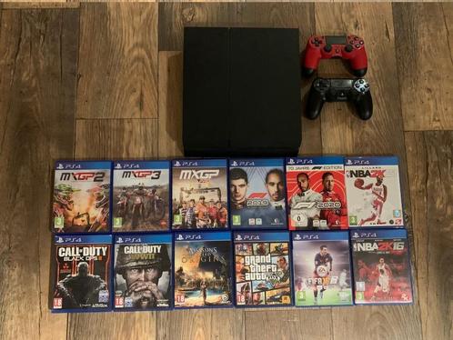Playstation 4 + jeux et manettes, Games en Spelcomputers, Spelcomputers | Sony PlayStation 4, Zo goed als nieuw, Original, Met 2 controllers