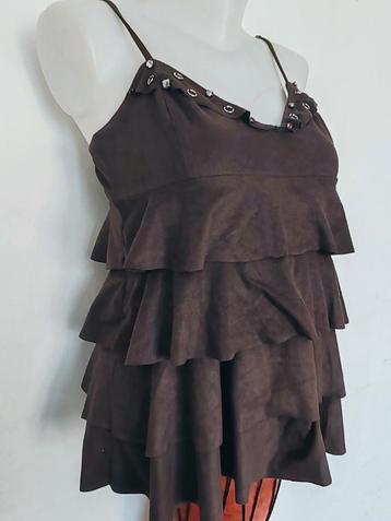 Bruine top met ruches in perzikhuid, maat S beschikbaar voor biedingen