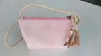 Roze handtas (leer) met metallic troe, Ophalen of Verzenden, Zo goed als nieuw, Roze, Handtas