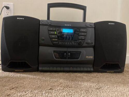 Vintage Sony Boombox CFD-ZW160 CD-Radio-Cassette + speakers, Audio, Tv en Foto, Radio's, Zo goed als nieuw, Met cd-speler, Ophalen of Verzenden