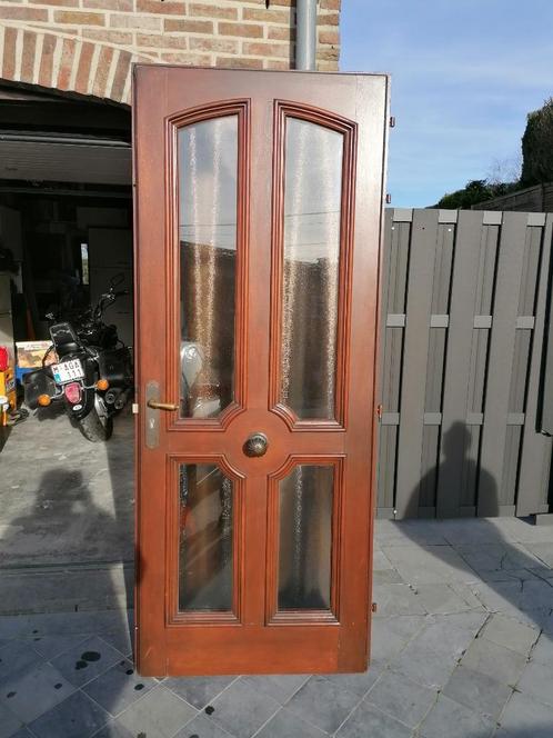 Très belle porte d'entrée en bois dur et vitrage, Bricolage & Construction, Vitres, Châssis & Fenêtres, Comme neuf, 160 cm ou plus