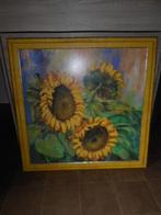 Schilderij Zonnebloemen - Gesigneerd, Antiek en Kunst, Kunst | Schilderijen | Klassiek, Ophalen