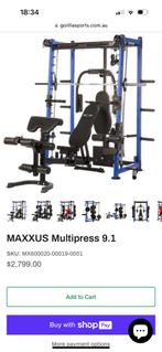 Fitness maxxus multipress met 130 kg schijven bij, Comme neuf, Enlèvement ou Envoi