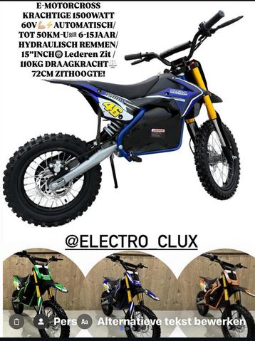 E-MOTORCROSS KRACHTIGE 1500WATT 60V️ TOT 50KM-U 6-15JAAR beschikbaar voor biedingen
