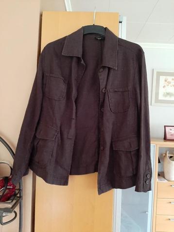veste brune courte lin - taille 42