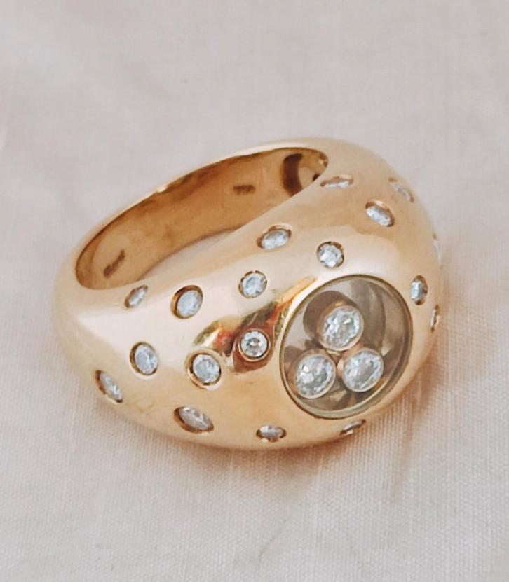 Authentieke Chopard Happy Diamonds ring, Handtassen en Accessoires, Ringen, Zo goed als nieuw, Dame of Heer, Goud, Goud, Met edelsteen