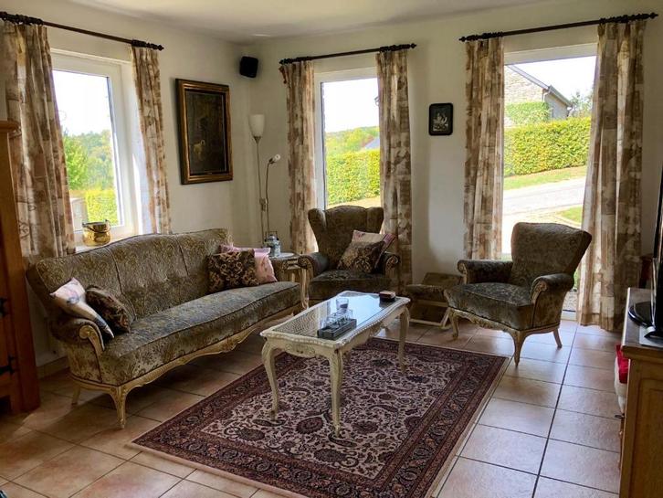 salon beige, Maison & Meubles, Canapés | Salons, Utilisé, Quatre personnes ou plus, Bois, Tissus, Enlèvement