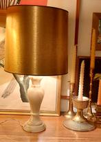 Schemerlamp met gouden lampenkap, marmeren voet, Antiek en Kunst, Ophalen of Verzenden