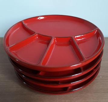 Set van 4 prachtige rode tapasfondueborden van Jasba beschikbaar voor biedingen